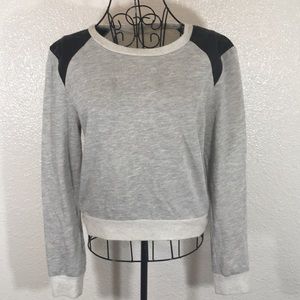 Leather Shoulder Sweatshirt